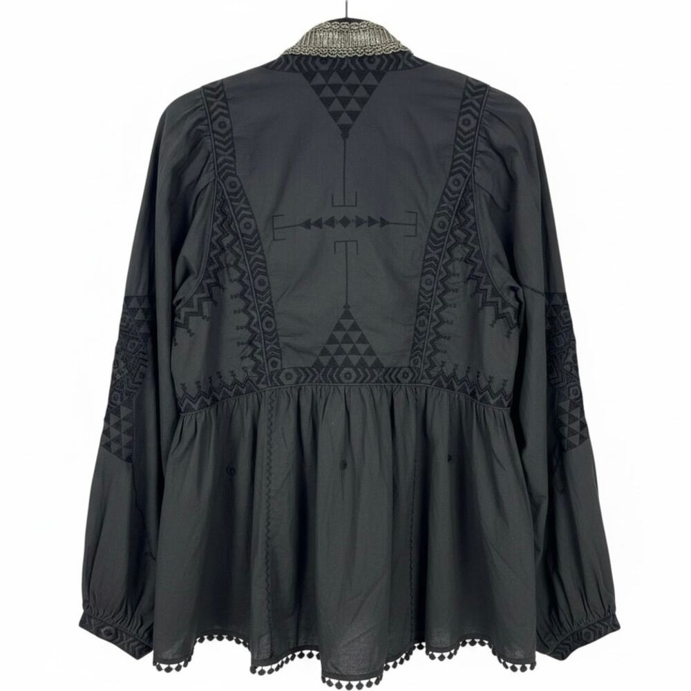 NWT FREE PEOPLE JASMINE Women's OPEN FRONT Jacket BEADED EMBROIDERED Black XL - Picture 3 of 8
